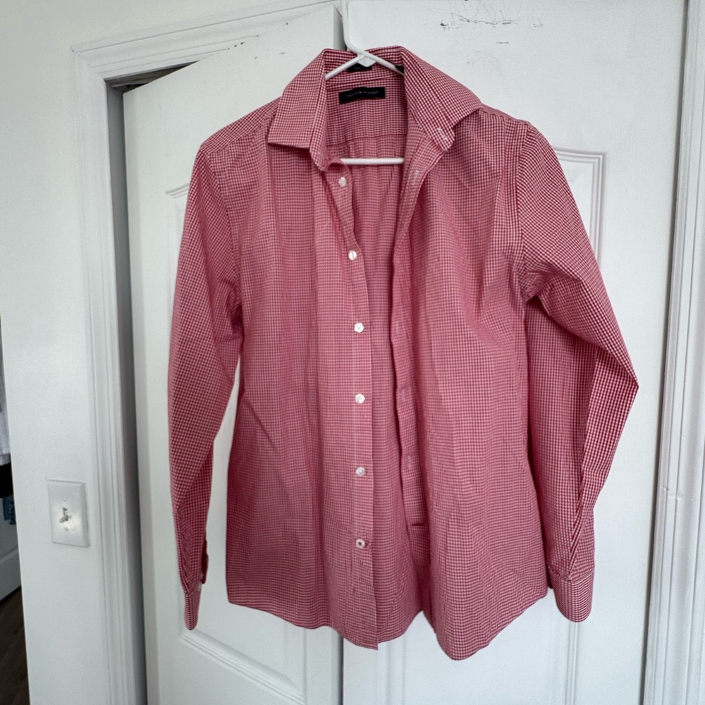 Red Checkered Button-Up Shirt